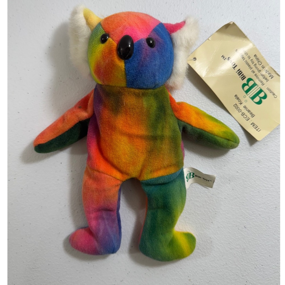 BiBi Toys Rainbow Tie Dye Beanie Koala Plush ECB 0002 Stuffed‎ Animal